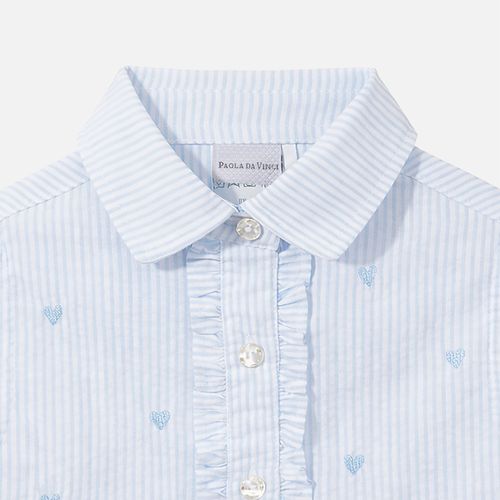 Conjunto Bebê Feminina Anarruga com Bordado Coração - AZUL BEBE