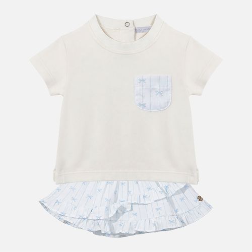 Conjunto Bebê Feminino Saia e Camiseta Gold Perseu Laços - OFF WHITE