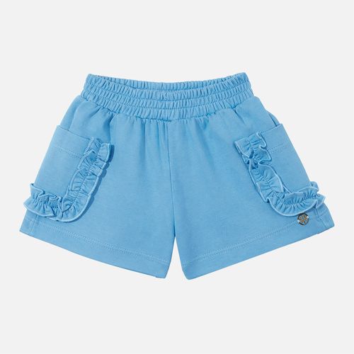 Shorts Bebê Feminino  Montaria com Bolso Babado - AZUL