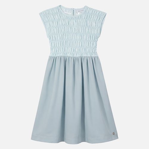Vestido Infantil Feminino Lurex Franzido com Saia Lisa - AZUL