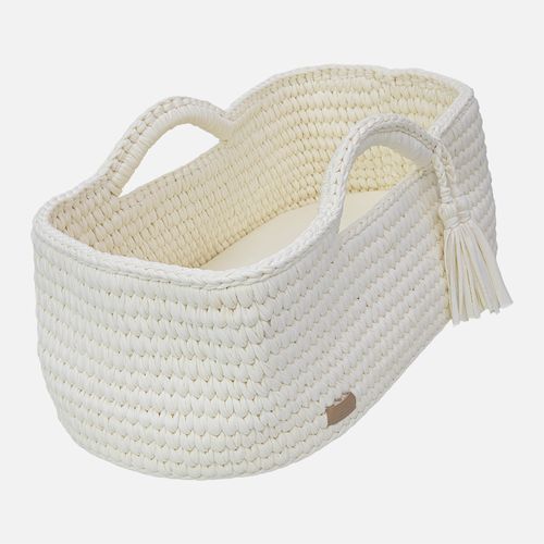 Cesto Moisés Unissex em Crochê de Malha com Alça - CRU