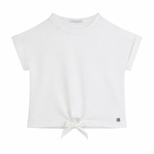 Camiseta Infantil Feminina Silky Cotton Egípcio com Nó - OFF WHITE