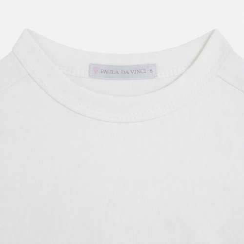 Camiseta Infantil Feminina Silky Cotton Egípcio com Nó - OFF WHITE