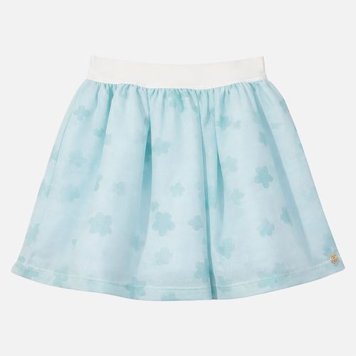 Saia Infantil Feminina Tule Estampa Flores - VERDE