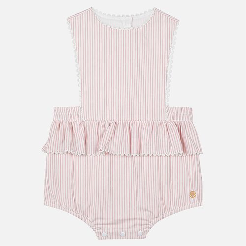Romper Bebê Feminino Listrado Lurex com Laços - ROSE