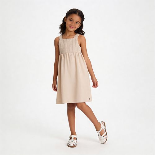 Vestido Infantil Feminino Malha Lavin com Alças - OFF WHITE