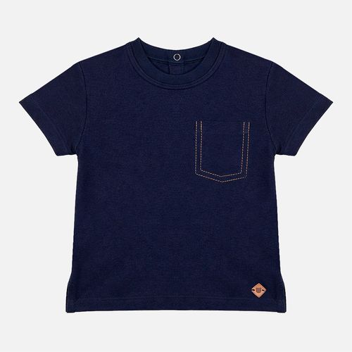 Camiseta Infantil Masculina Suedine com Poliamida e Bolso - AZUL MARINHO