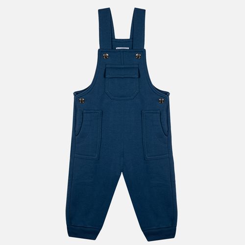 Jardineira Bebê Masculina em Moletom Felpado - AZUL