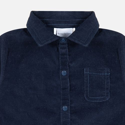 Romper Bebê Masculino Veludo com Bolso - AZUL MARINHO