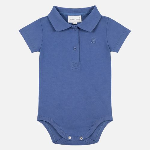 Camiseta Bebê Masculina Polo Body Pima com Urso - AZUL JEANS