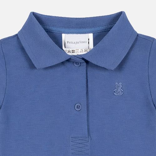 Camiseta Bebê Masculina Polo Body Pima com Urso - AZUL JEANS