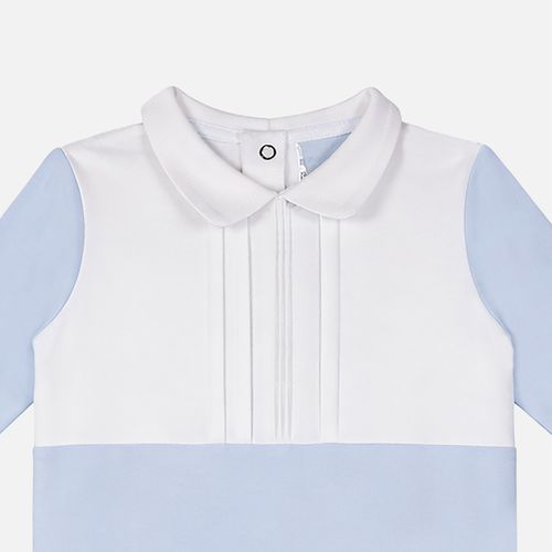 Macacão Bebê Masculino Egípcio Gold Bicolor com Pregas - AZUL BEBE