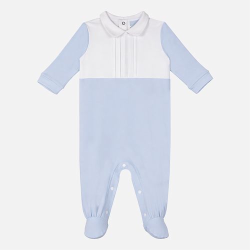 Macacão Bebê Masculino Egípcio Gold Bicolor com Pregas - AZUL BEBE