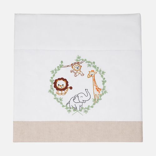 Jogo de Berço Unissex Detalhe Linho Bordado Safari - KAKI