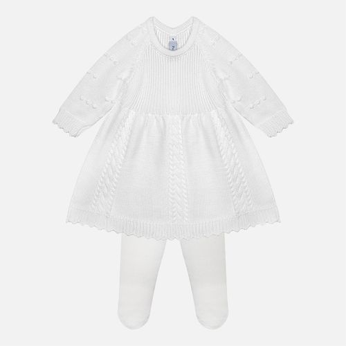 Saída de Maternidade Feminina Vestido 3 Tranças com Manta - BRANCO