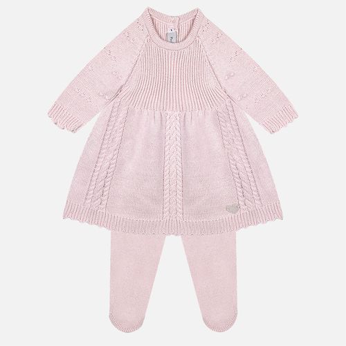 Saída de Maternidade Feminina Vestido 3 Tranças com Manta - ROSA PASTEL