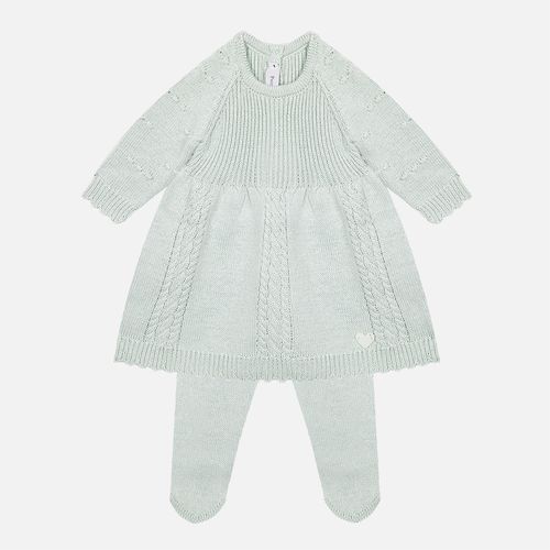 Saída de Maternidade Feminina Vestido 3 Tranças com Manta - VERDE