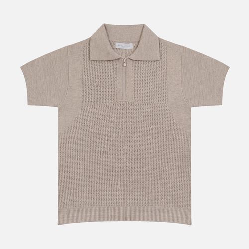 Camisa Bebê Masculina Polo com Zíper - KAKI