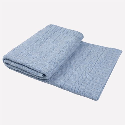 Manta Bebê Cashmere com Tranças - AZUL BEBE