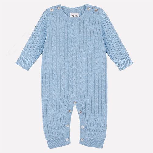 Macacão Bebê Masculina Cashmere com Tranças - AZUL BEBE