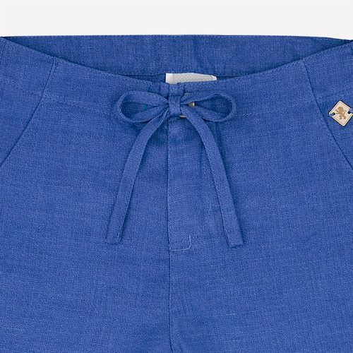 Bermuda Ifantil Masculino Puro Linho com Bolso - AZUL JEANS