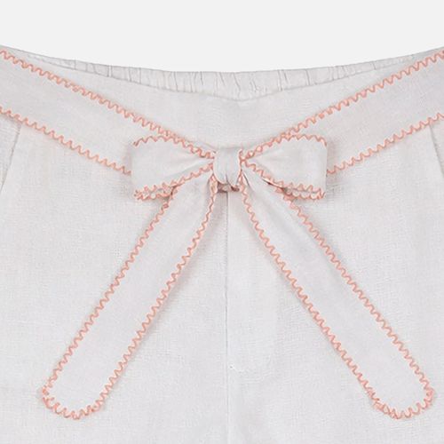 Calça Bebê Feminina Puro Linho com Picueta e Laço - BRANCO