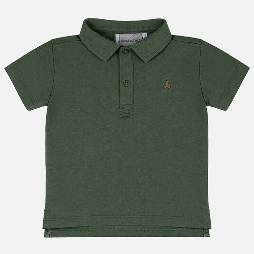Camiseta Bebê Masculina Polo Piquet Pima com Urso - VERDE