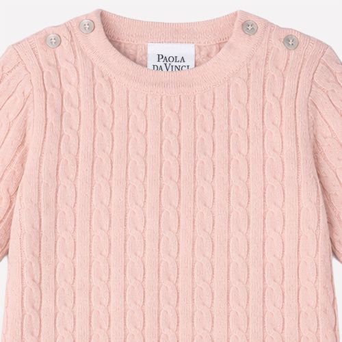 Macacão Bebê Masculina Cashmere com Tranças - ROSA BEBE