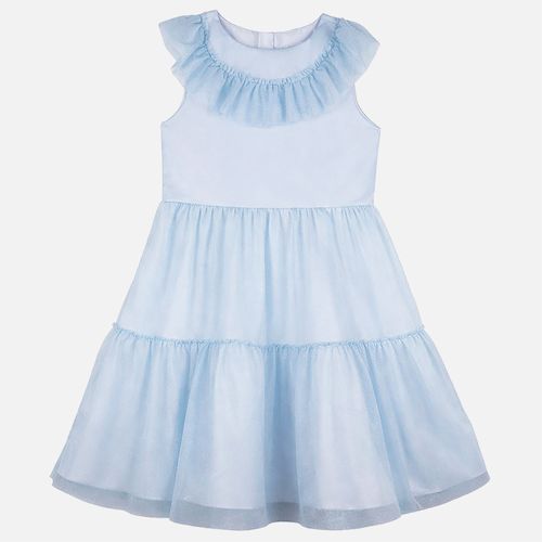 Vestido Bebê Feminino Festa Tule Star - AZUL BEBE