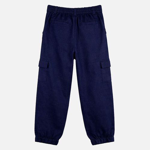 Calça  Bebê Masculina Puro Linho com Bolso Lateral - AZUL MARINHO