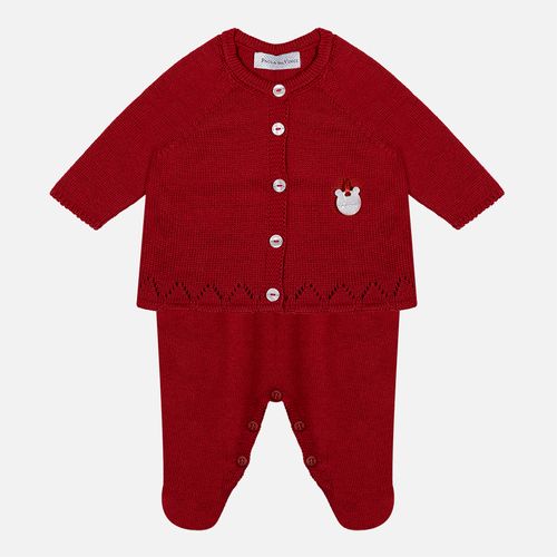 Saída Maternidade Jardineira Bufante com Casaco - VERMELHO