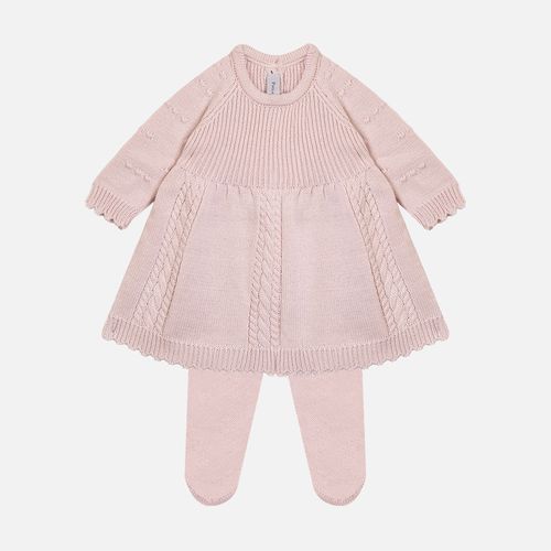 Saída Maternidade Feminina Vestido 3 Tranças Manga Pipoca - ROSA PASTEL