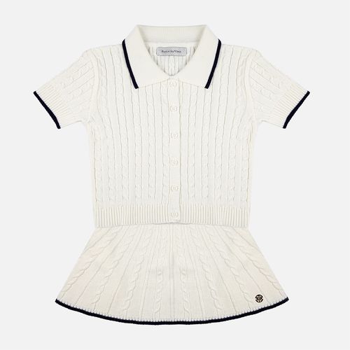 Conjunto Bebê Feminino Blusa e Saia Trançada - OFF WHITE