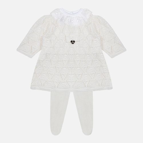Saída Maternidade Bebê Feminino Conjunto Xale Vestido e Body - BRANCO
