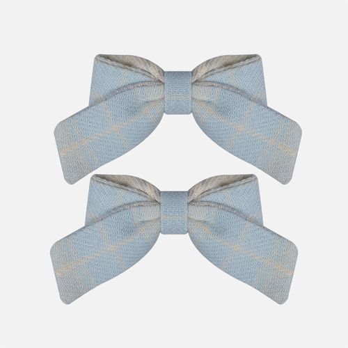 Clips Laço Bebê Cruzado Pequeno Ponta Reta - AZUL/ XADREZ AZUL