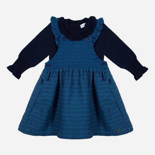 Conjunto Bebê Feminino Salopete Tweed Hibris - AZUL MARINHO