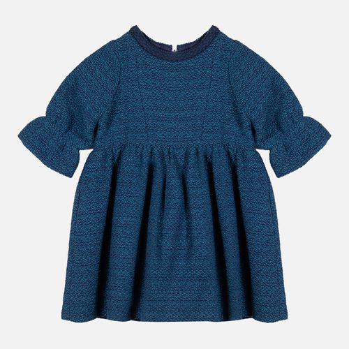 Vestido Bebê Feminino Tweed com Detalhe Guipir - AZUL MARINHO
