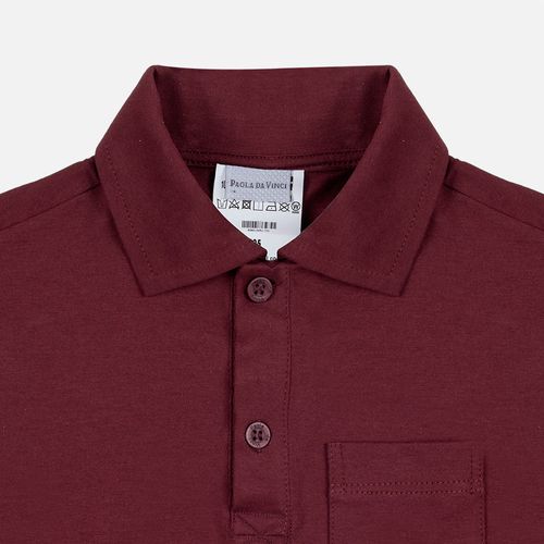 Camiseta Polo Bebê Masculina Pima com Bolso - BORDO