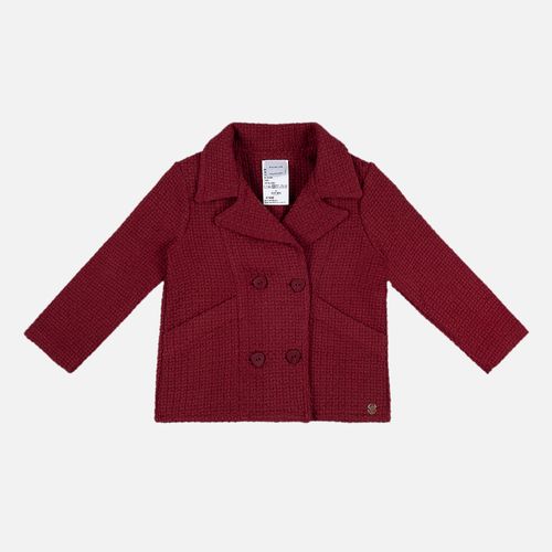 Casaco Infantil Feminino Tweed Craft com Recortes - BORDO
