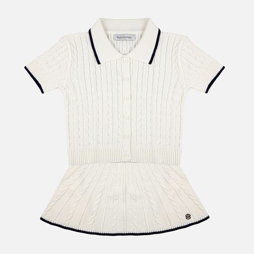 Conjunto Infantil Feminino Blusa e Saia Trançada - OFF WHITE