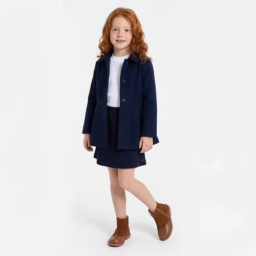 Casaco Infantil Feminino Microsoft com Pregas - AZUL MARINHO