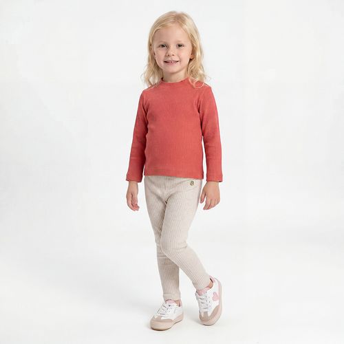 Legging Bebê Feminina Canelada em Linho - OFF WHITE