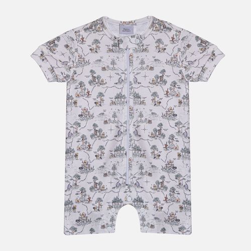 Macacão Bebê Unissex Suedine Algodão Egípcio Estampado Ursinho Pooh Disney - KAKI