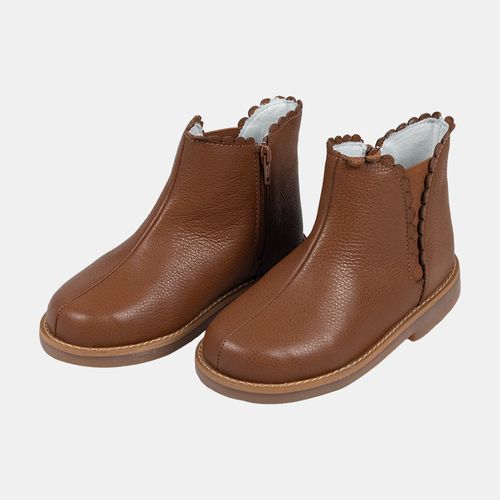 Bota Infantil Feminina Chelsea com Babados - CARAMELO