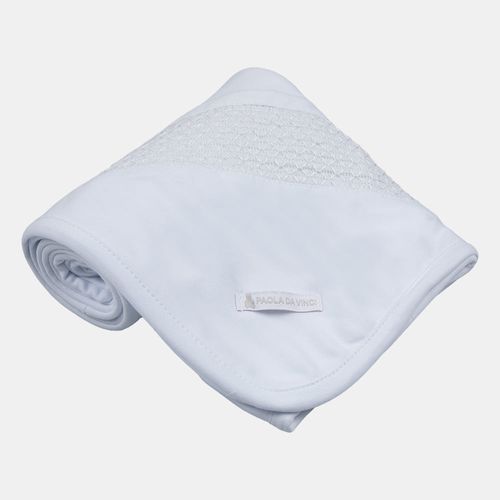 Manta Bebê Unissex Egípcio Gold com Detalhe Smock - BRANCO