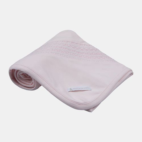 Manta Bebê Unissex Egípcio Gold com Detalhe Smock - ROSA BEBE