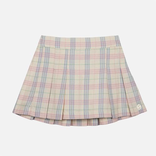 Saia Bebê Feminina Xadrez Flanelada com Pregas - ROSA