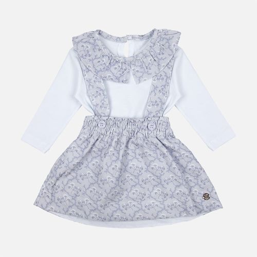 Conjunto Bebê Feminino Salopete Estampa Floral com Blusa - LILAS