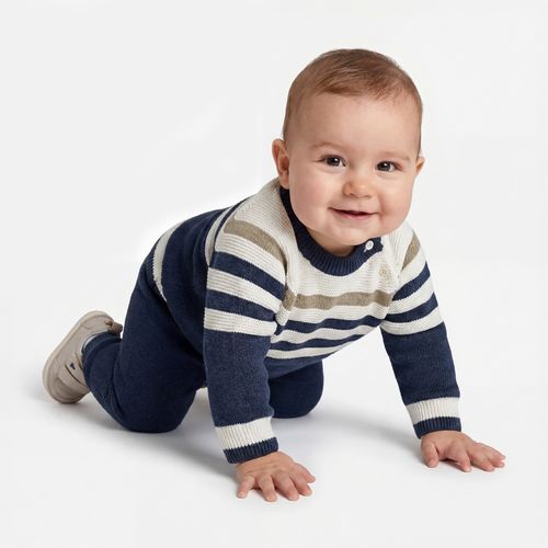 Conjunto Bebê Masculino Raglan com Listras - AZUL MARINHO