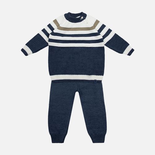 Conjunto Bebê Masculino Raglan com Listras - AZUL MARINHO